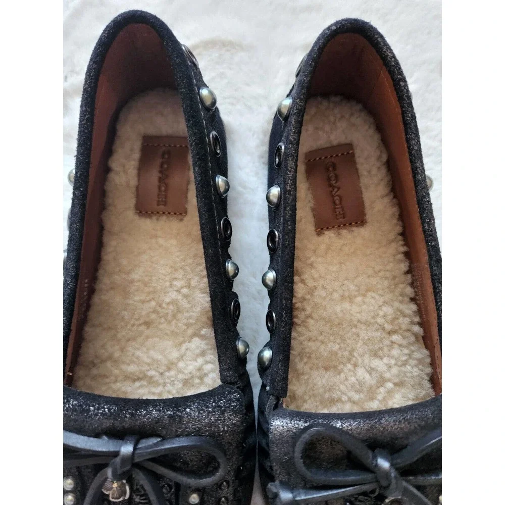 New Coach Roccasin Slip On Mocassin Flats Gold Metallic Black Size 5.5 - Picture 4 of 11